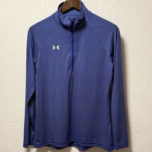 Women’s Under Armour HeatGear Blue White Striped 1/4 Zip Pullover M